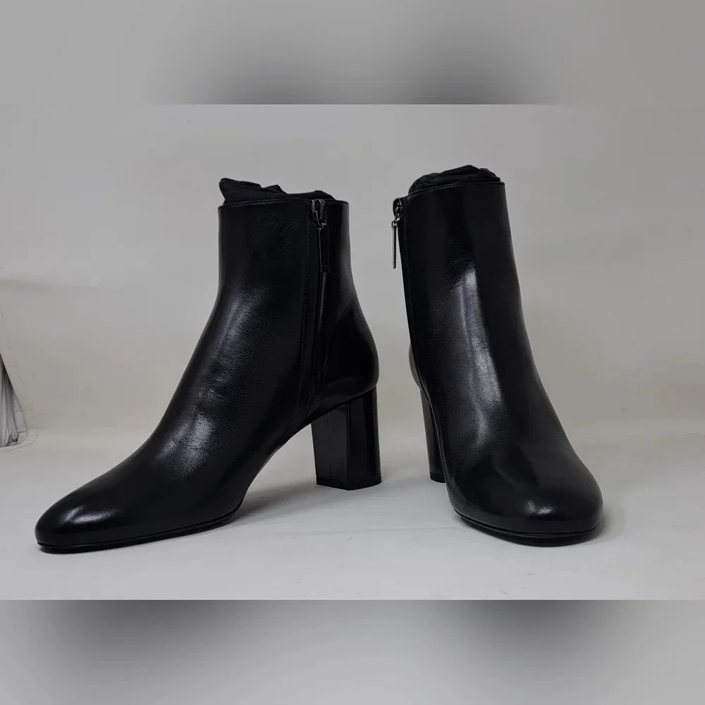 NWT Saint Laurent Paris LouLou 70 Zip Booties Ankle Boots Black Leather 38EU 8US - Picture 10 of 16